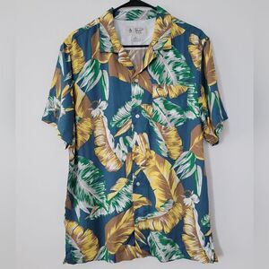 Original Penguin Palm Fronds Pront Short Sleeve Button Shirt Men's NWOT